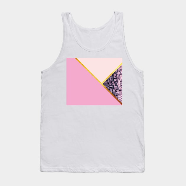 Abstract snake print, color blocking pink Tank Top by ColorsHappiness